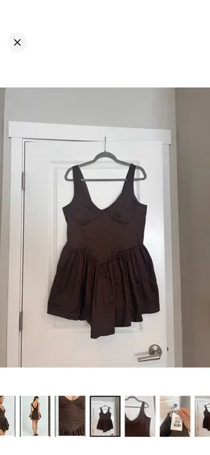 New Showpo Ashlyn Mini Dress in Chocolate Brown Size 12 L thumbnail 7