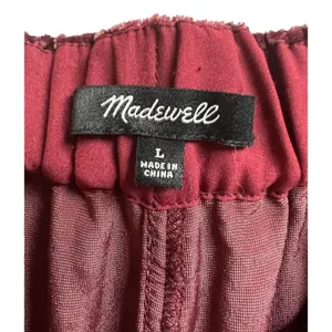 Madewell Velvet Tapered Pleat Pull-On High Rise Pants Burgundy Large thumbnail 2