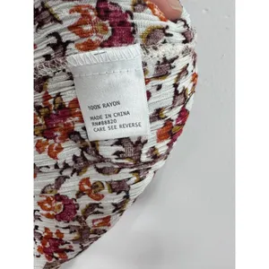 Cynthia Rowley Tiered Midi Skirt Womens Large Orange Floral Boho Cottage Crinkle thumbnail 4