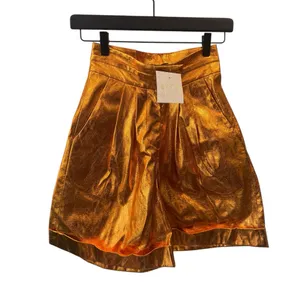Kimberly Goldson Lizzie Metallic Faux‎ Leather Shorts Copper 0 Orange thumbnail 4