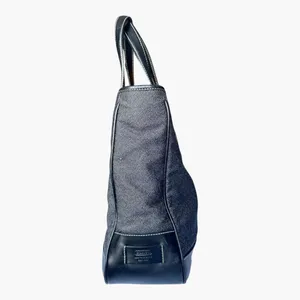 Coach Black Wool Canvas Tote Leather Trim Work Bag No. 7764 Heritage Carryall thumbnail 5
