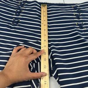 New York & Company Pants Womens XL Navy Blue White Striped Sailor Lace Up‎ thumbnail 9