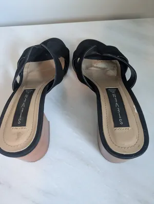Steve Madden Fuiji Block Heel Mule Sandals Black 6.5 thumbnail 7