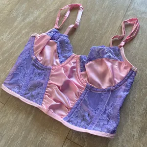 Pastel pink purple lace bustier top. Super cute to style under blazer XS NEW thumbnail 2