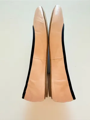 Karl Lagerfeld Leroux leather ballet flats, blush pink black trim, sz 7 thumbnail 4