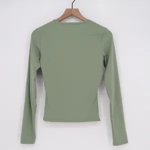 Unbranded Sage Green Long Sleeve Athletic Compression Top Crew Neck Slim Fit thumbnail 2