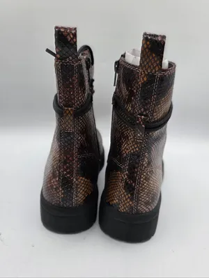 Womens Snake Print Combat Boots Faux Leather Lace Up Size 8.5 Multi Color NEW thumbnail 7