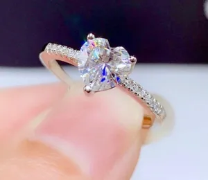 18K White Gold Plated Adjustable Crystal Love Heart 1 CT CZ Diamond Ring for Women thumbnail 3