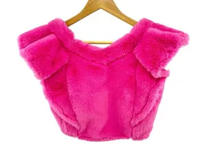 KOCH Women's Size Small Cecilia Top Pink Faux Fur‎ Crop Ruffle Sleeve GUC thumbnail 1