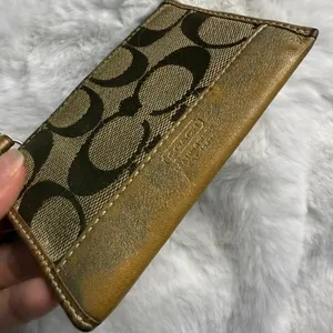 COACH Brown Signature Canvas Coin purse with Keychain thumbnail 3