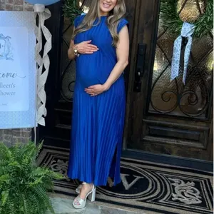 Atlein Navy Blue Plisse Pleated Midi Dress XS Shift Career Office Designer $260 thumbnail 9