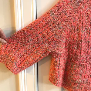 Moth Anthropologie Neon Orange Marled Knit Sweater Pockets XL‎ Raglan Boho Boxy thumbnail 6