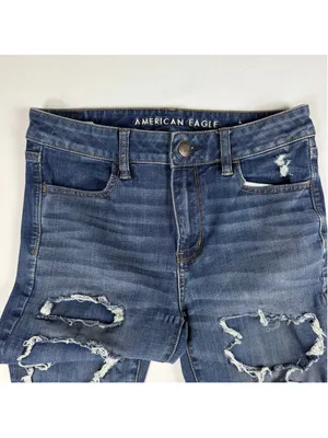 American Eagle Hi Rise Next Level Stretch Jegging Size 8 Reworked Distressed thumbnail 3