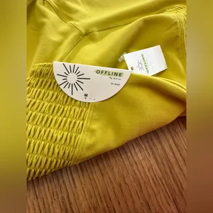 Aerie OFFLINE By Real Me Smocked Legging size medium chartreuse thumbnail 11