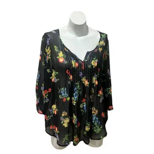 Torrid Women's Floral Chiffon Blouse Size 1 Multicolor Casual thumbnail 2