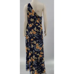 Lulus Elegant Admiration Maxi One Shoulder Dress XL Navy Floral Wedding Guest thumbnail 4