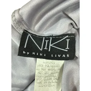 VTG 90s Niki Livas Black Silver Shimmer Halter Beaded Formal Evening Dress 6 Y2K thumbnail 8