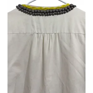 Boden Artisan‎ Cream Coat W/Gray Bobble Buttons & Kiwi Trim Women's Size L/XL thumbnail 4