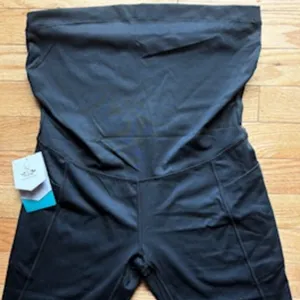 Health Yoga NWT Strapless Black Compression Shorts Bodysuit Shapewear Women’s L thumbnail 1