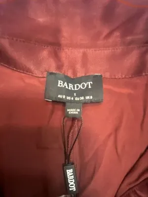 Bardot Sui Shirt Dress in Burgundy Satin thumbnail 3