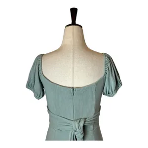 Angel Biba Dress Women Medium Green Knit‎ Sweetheart Neck Tie Waist Sheath Midi thumbnail 6