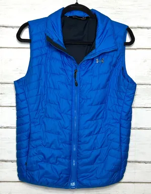 Under Armour ColdGear Blue Puffer Vest Size Medium Quilted Zip Front thumbnail 1