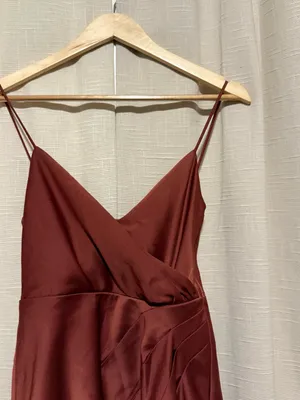 Sachin + Babi Burnt Copper Satin Wrap Maxi Dress thumbnail 4