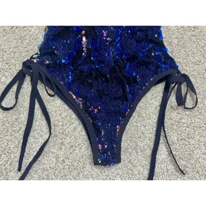 iHeartRaves Sequin Burnout Lace Up Bodysuit Rave Festival Party EDM Size S thumbnail 9