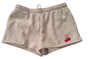 White Fox Boutique Grey Cherry Graphic Bow Sweat Shorts, Size XL thumbnail 1