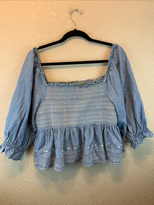 American Eagle pheasant top sz L western country festival preppy embroidered thumbnail 6