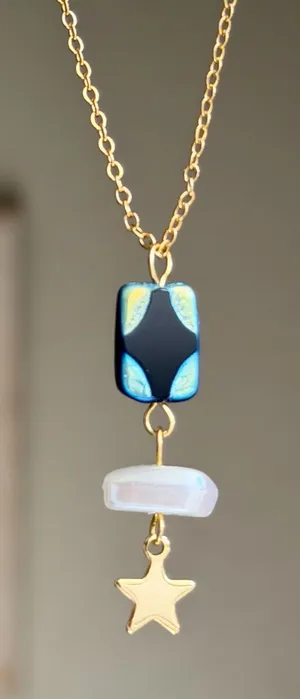 Handmade boho unique whimsy quality gold tone stainless steel necklace🖤 thumbnail 1