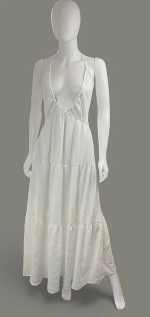 SHEIN Vcay Tiered Long White Maxi Resort Wear Dress‎ Size XL NWT thumbnail 1