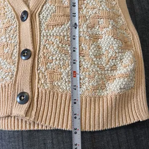 Free People Beige and Cream Knit Vest Geometric Pattern Sweater thumbnail 7
