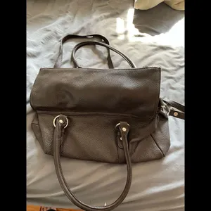 Brown leather handbag, EUC thumbnail 2