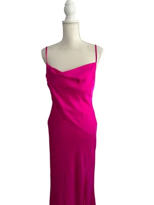 EXPRESS Pink Silky Maxi Slip Dress Size Small thumbnail 6