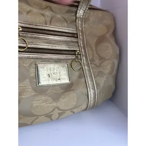 Coach Poppy Op Art Glam Tote Gold Metallic Ja Handbag thumbnail 8