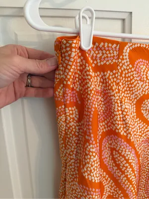 1.STATE Orange Pink Paisley Print Satin Midi Skirt Lined‎ Size 12 thumbnail 7