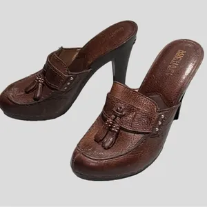 Michael Kors Wooden High Heel Clogs real leather‎ Size 8. B56 thumbnail 1