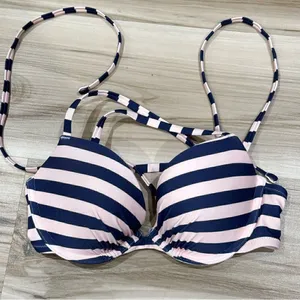 Aerie Perkier Push-up Strappy Striped Swimsuit Bikini Top Women’s 32B thumbnail 1