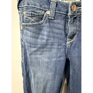 Ariat Real Denim Jeans Women' 12 Short Blue Mid Rise Boot cut Medium Wash Y2K V thumbnail 2