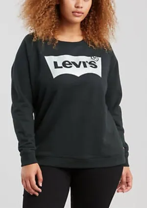 Levi's Women's Size XL Crewneck Sweatshirt Black White Batwing Graphic Classic thumbnail 1