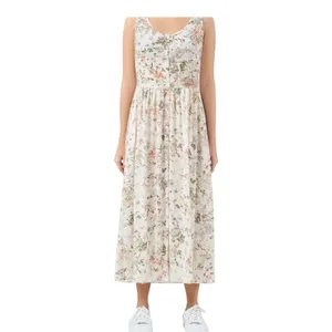 Frye Women’s Button Front Floral Gauze Sleeveless Midi Dress Romantic Size M thumbnail 3