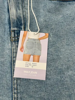 Wax Jean Light Wash Denim Mini Skirt thumbnail 4