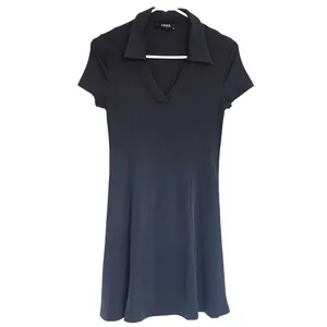 Cider Collar Ruffle Knitted Mini Skater Polo Tennis Dress Blue Size Medium thumbnail 2
