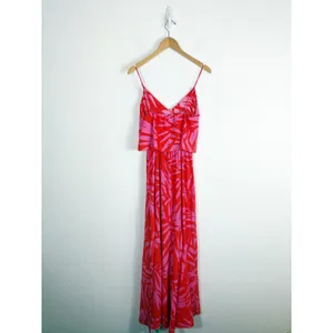 Vici Pink Red Tropical Print Maxi Dress Small Sleeveless Beach Vacation thumbnail 14