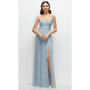 After Six Strapless Pleated Surplice Chiffon Maxi Dress With A-Line Skirt thumbnail 4