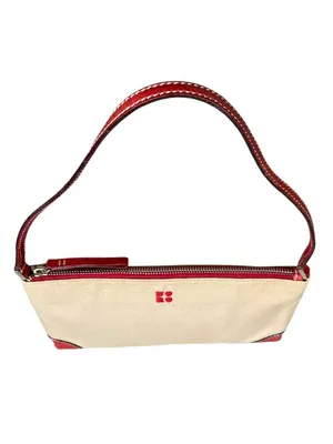 Kate Spade Made in Italy Vintage Cream Canvas & Red Leather Shoulder Bag thumbnail 5