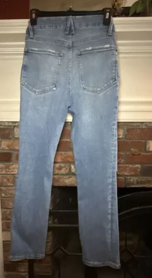 Good American High Rise Distressed Straight Leg Jeans Size 2/26 thumbnail 4
