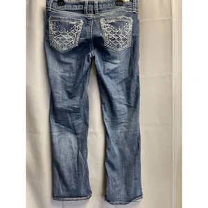 Rock 47 By Wrangler Women's Blue Jeans Flared Ultra Low rise Size 30x30 SKU 5402 thumbnail 2