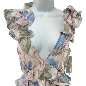 Big Water Blue Sky Pink Blue Green Floral Flutter Tie Back Maxi Dress S NEW Tags thumbnail 12